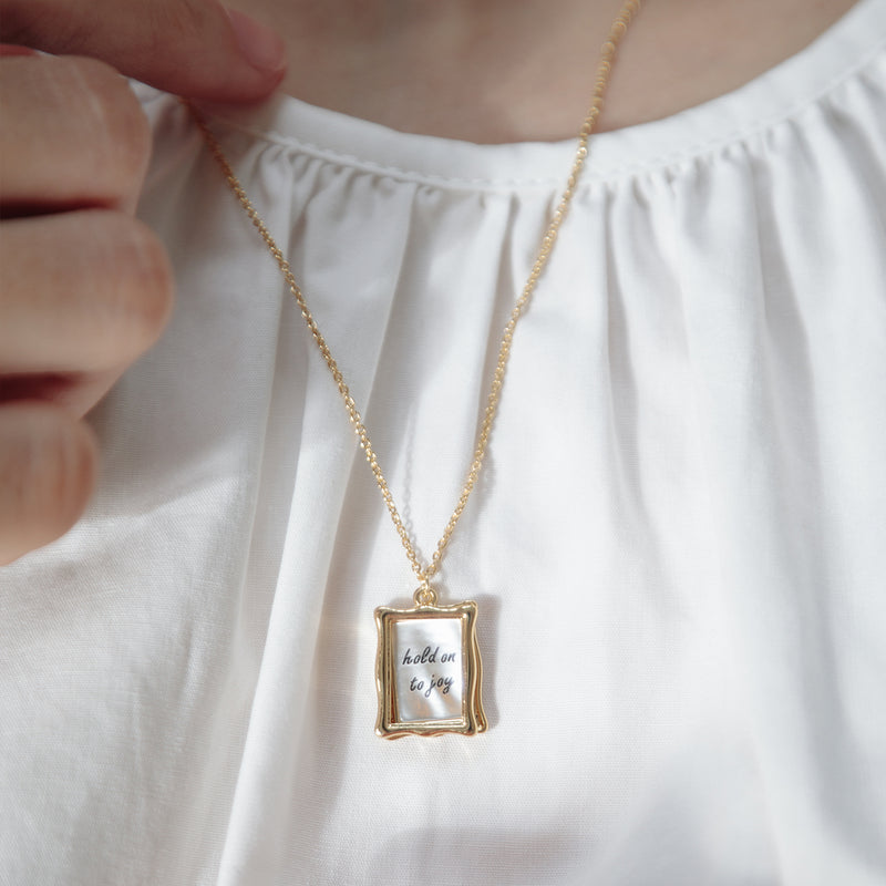 Gold Hold On To Joy Frame Necklace
