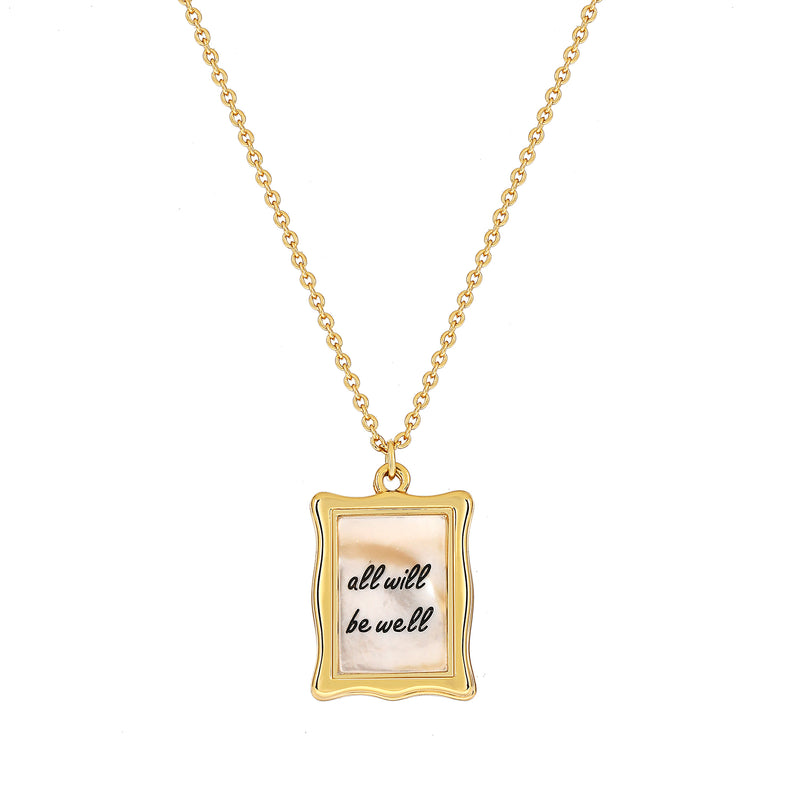 Gold All Will Be Well Frame Necklace