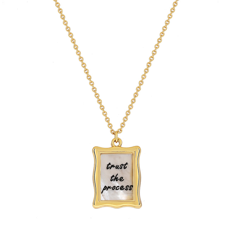 Gold Trust The Process Frame Necklace
