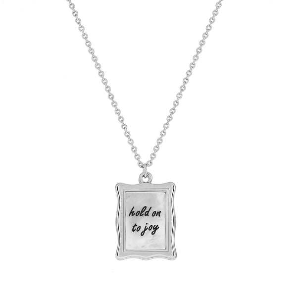 925 Silver Hold On To Joy Frame Necklace