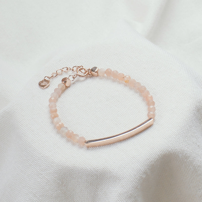 Peach Moonstone Bracelet in Rose Gold